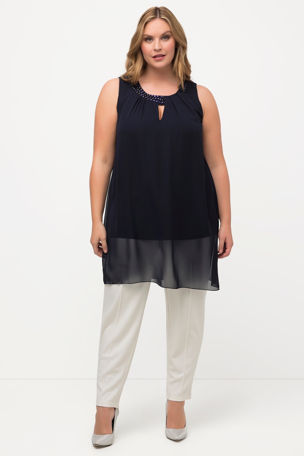 Große Größen Longtunika, Damen, blau, Größe: 54/56, Polyester/Viskose, Ulla Popken