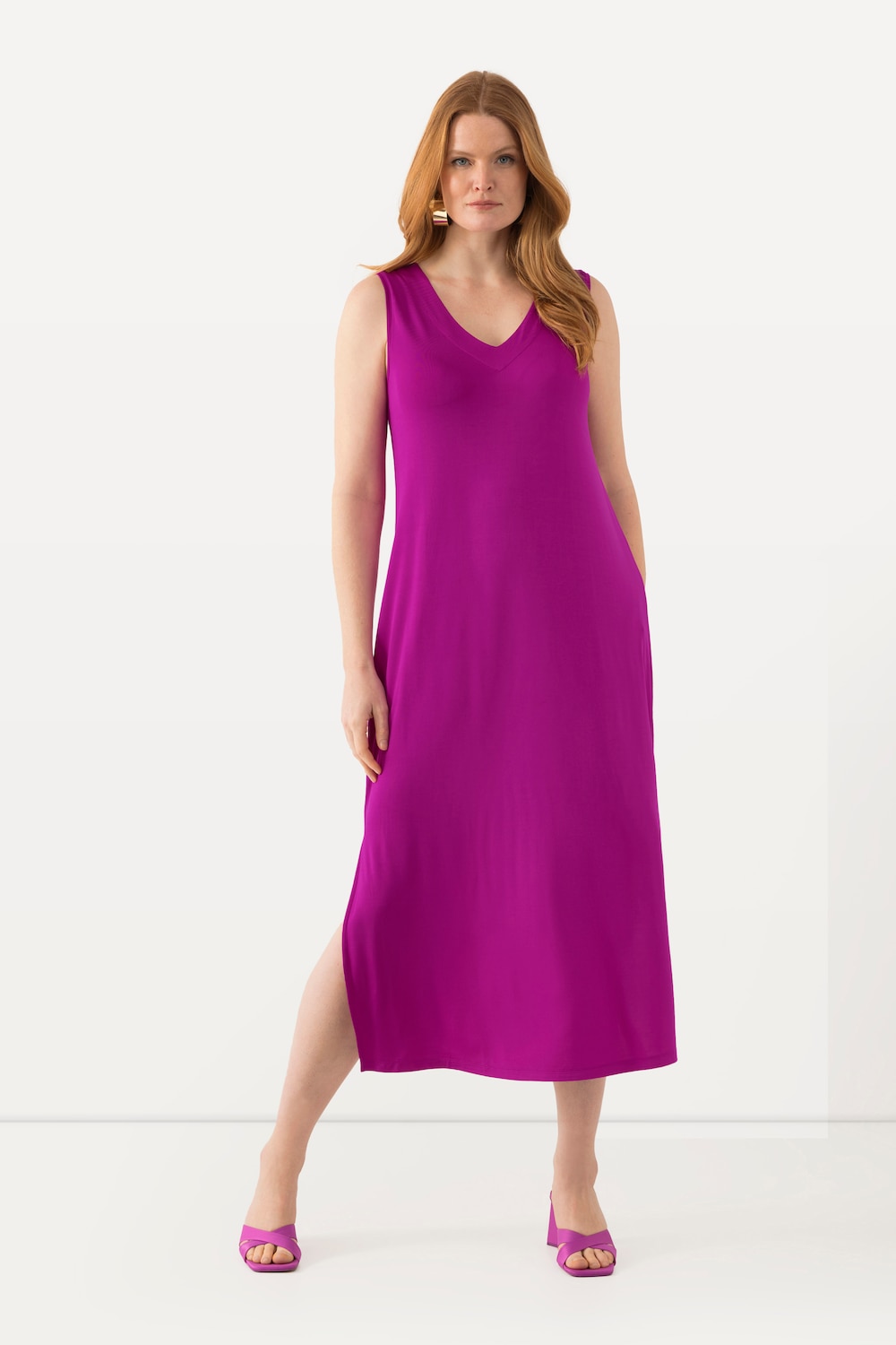 Große Größen Slinky-Midikleid, Damen, lila, Größe: 54/56, Viskose, Ulla Popken