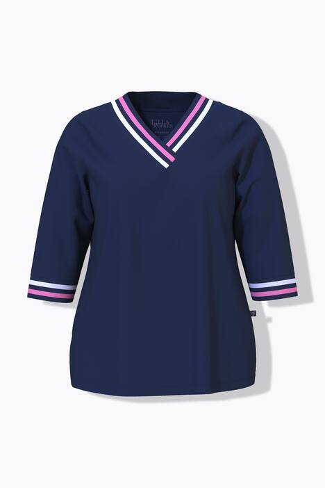 Pyjama, Streifendetails, V-Ausschnitt, 3/4-Arm