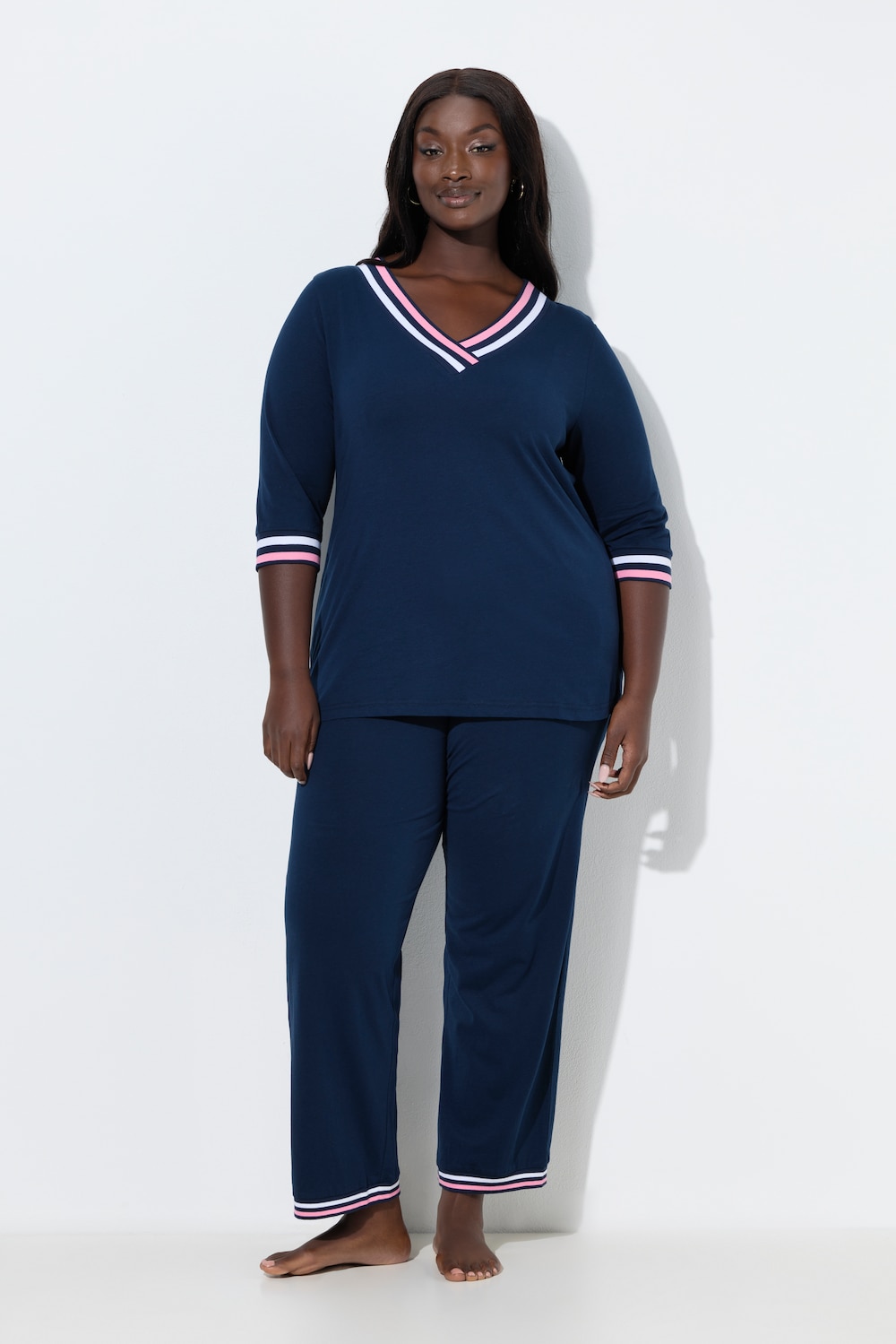 Große Größen Pyjama, Damen, blau, Größe: 46/48, Baumwolle, Ulla Popken