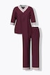 Pyjama, Streifendetails, V-Ausschnitt, 3/4-Arm
