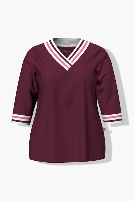 Pyjama, Streifendetails, V-Ausschnitt, 3/4-Arm
