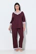 Pyjama, Streifendetails, V-Ausschnitt, 3/4-Arm