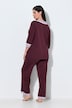 Pyjama, Streifendetails, V-Ausschnitt, 3/4-Arm