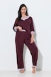 Pyjama, Streifendetails, V-Ausschnitt, 3/4-Arm