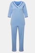 Pyjama, Streifendetails, V-Ausschnitt, 3/4-Arm