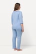 Pyjama, Streifendetails, V-Ausschnitt, 3/4-Arm