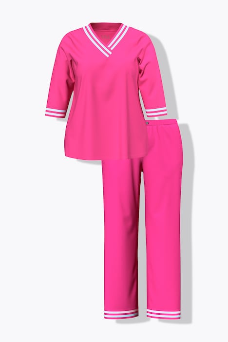 Pyjama, streepdetails, v-hals, 3/4-mouwen