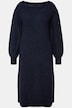 Gebreide midi-jurk, A-lijn, boothals, lange mouwen