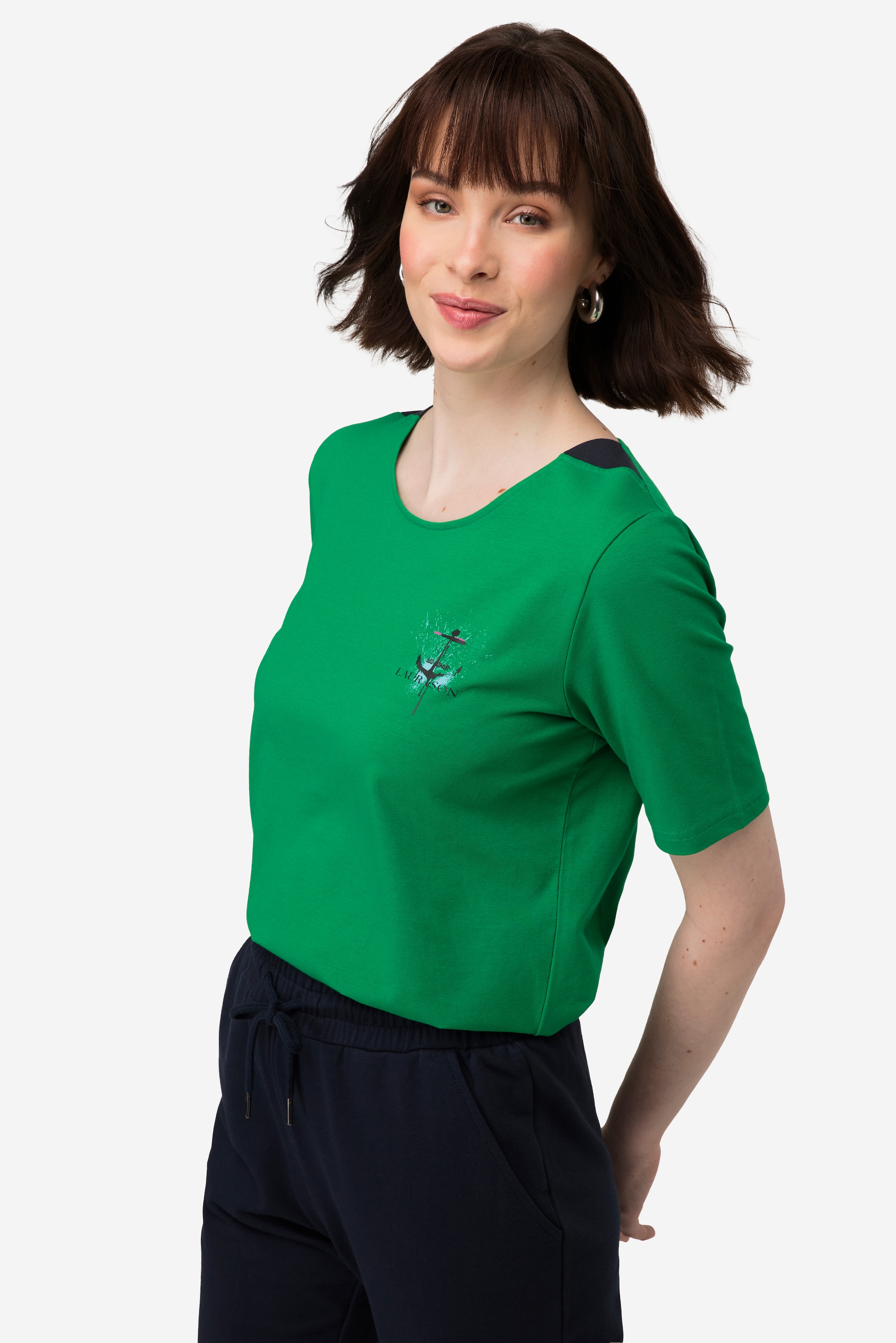 Laurasøn Damen T Shirt U Boot Ausschnitt mit seitlichen Einsätzen Halbarm 819546