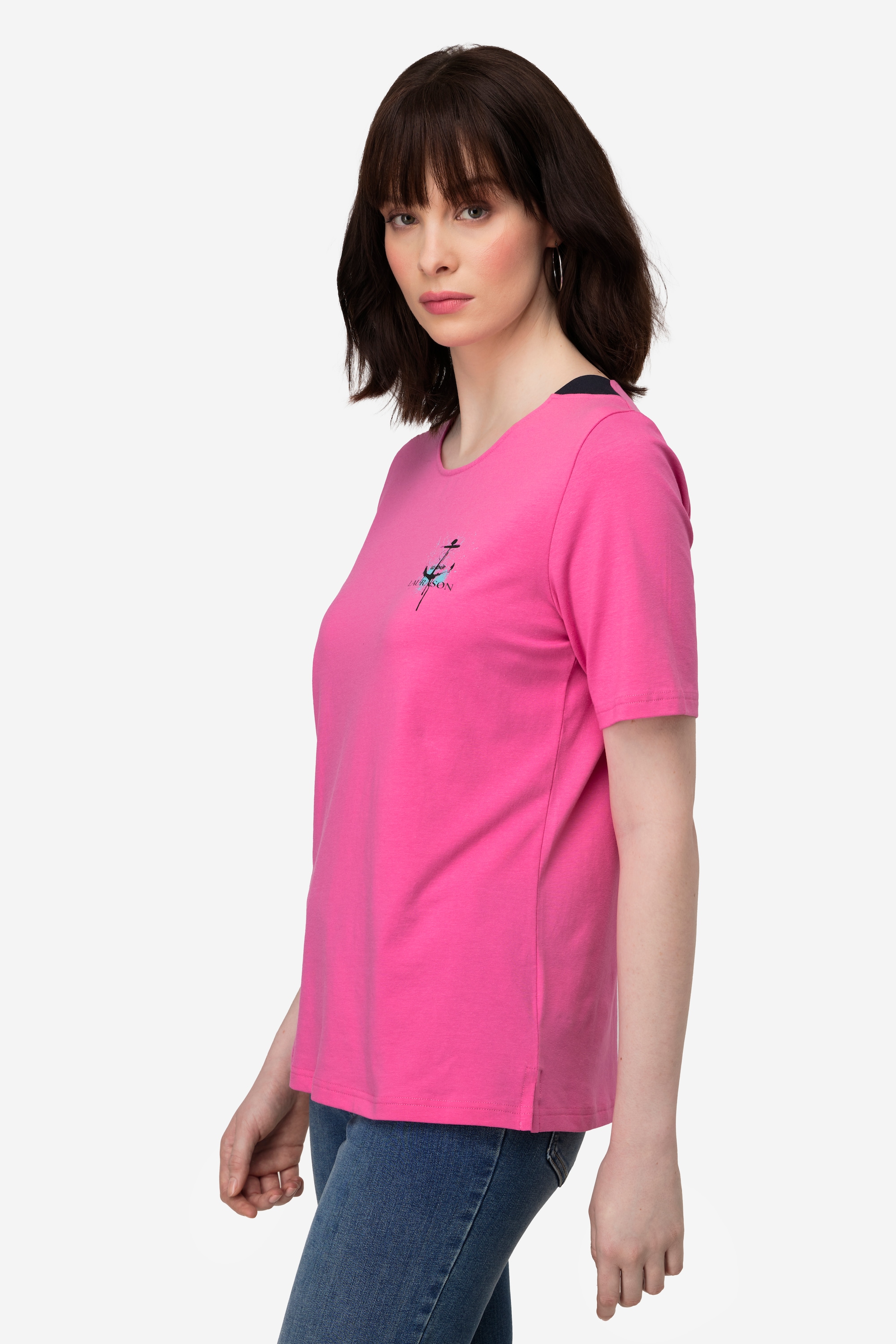 Laurasøn Damen T Shirt U Boot Ausschnitt mit seitlichen Einsätzen Halbarm 819546