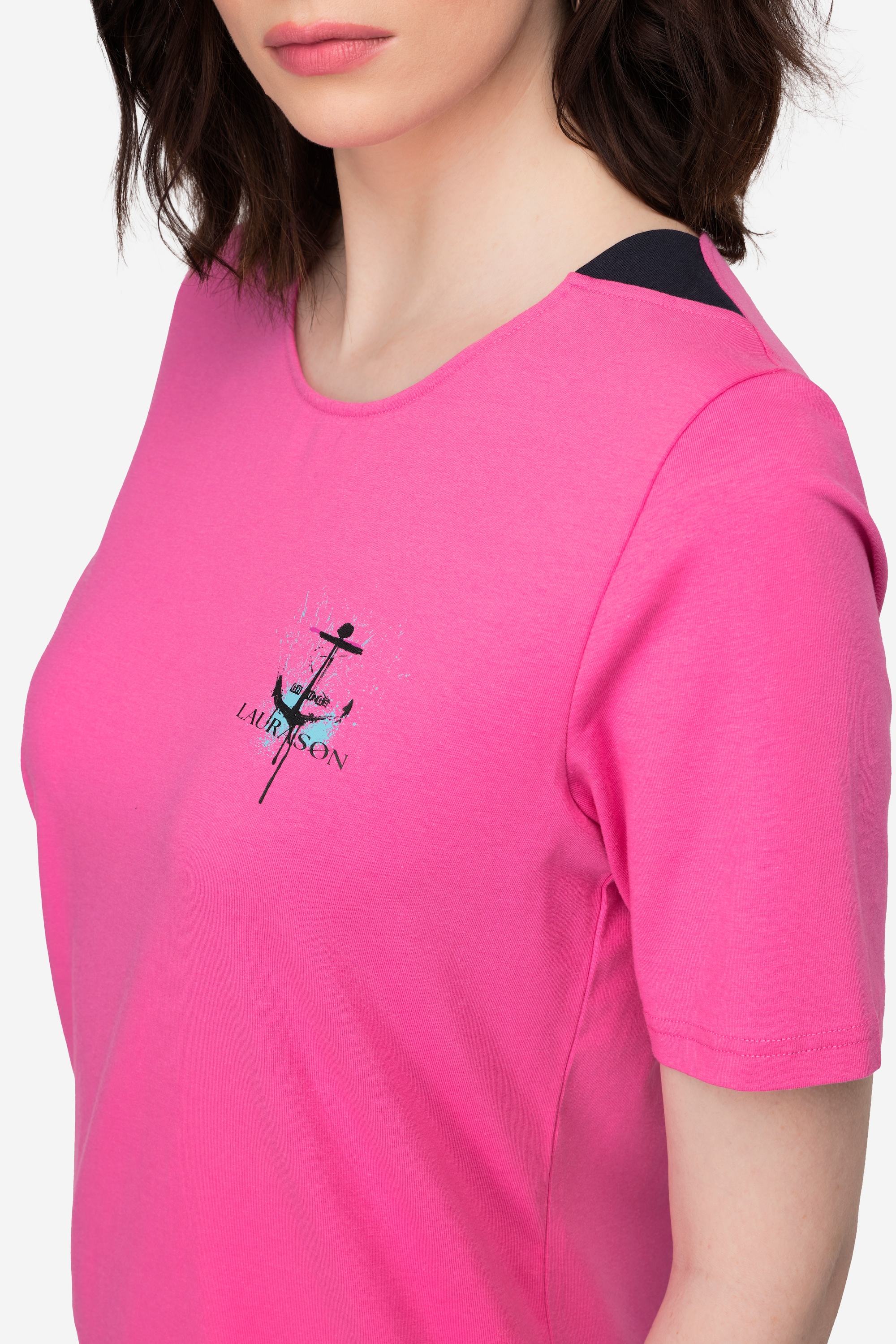 Laurasøn Damen T Shirt U Boot Ausschnitt mit seitlichen Einsätzen Halbarm 819546