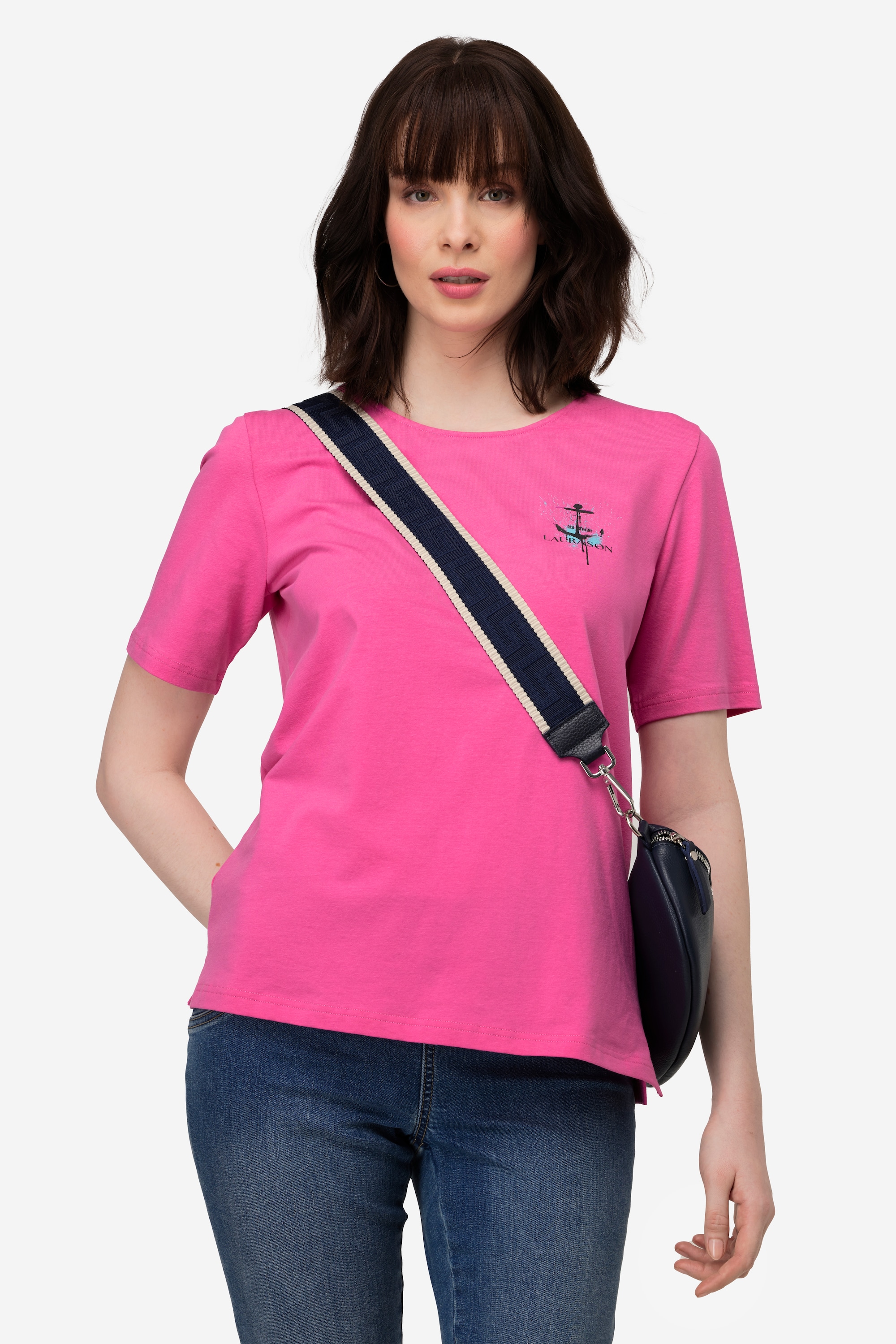 Laurasøn Damen T Shirt U Boot Ausschnitt mit seitlichen Einsätzen Halbarm 819546