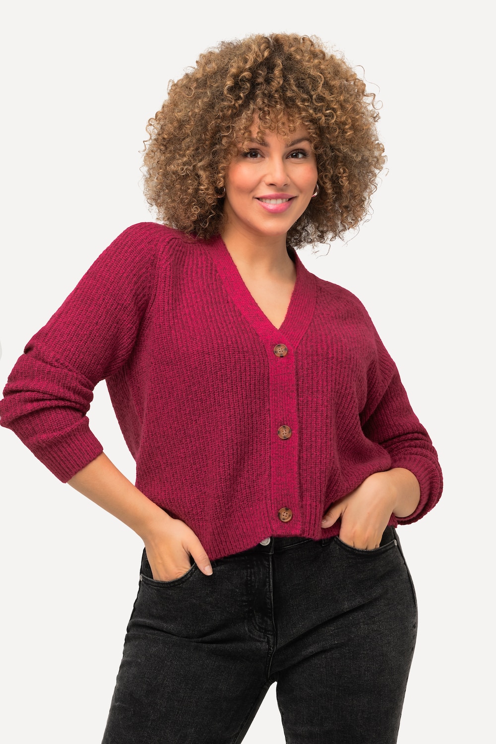 Grote Maten Cardigan, Dames, roze, Maat: 42/44, Synthetische vezels, Ulla Popken