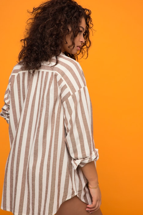 Striped Oversized Long Sleeve Blouse
