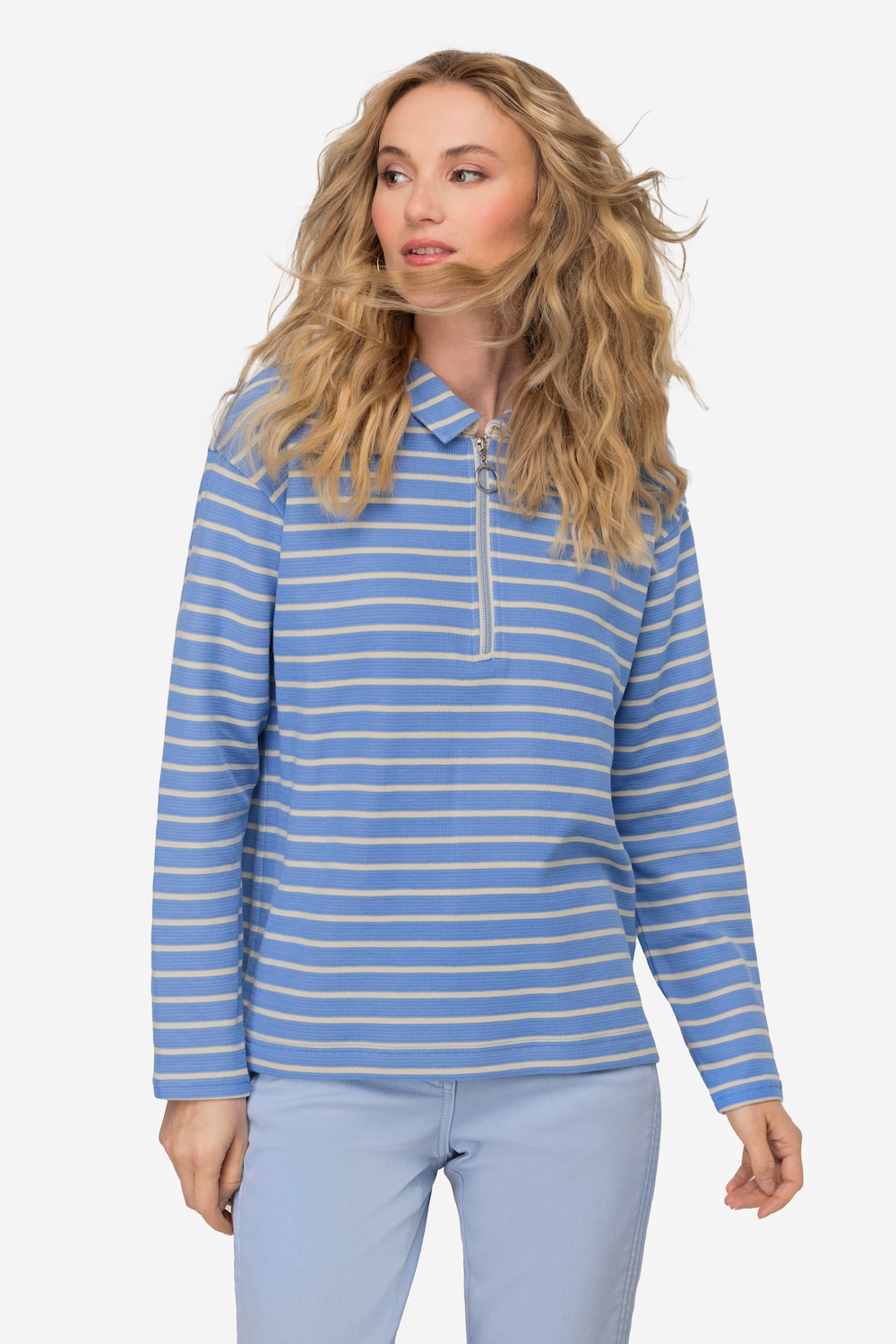 Große Größen Sweatshirt, Damen, blau, Größe: M, Baumwolle/Polyester, LAURASON