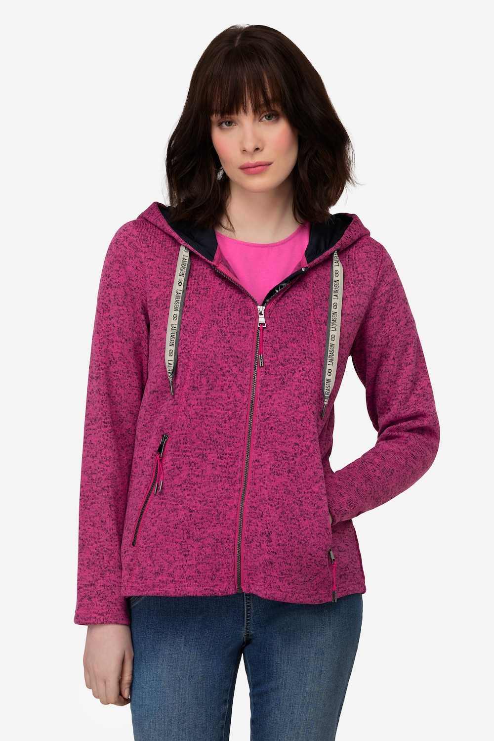 Große Größen Strickfleece-Jacke, Damen, rosa, Größe: L, Polyester, LAURASON