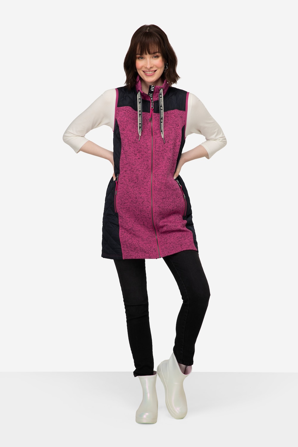 Große Größen Strickfleece-Weste, Damen, rosa, Größe: S, Polyester, LAURASON