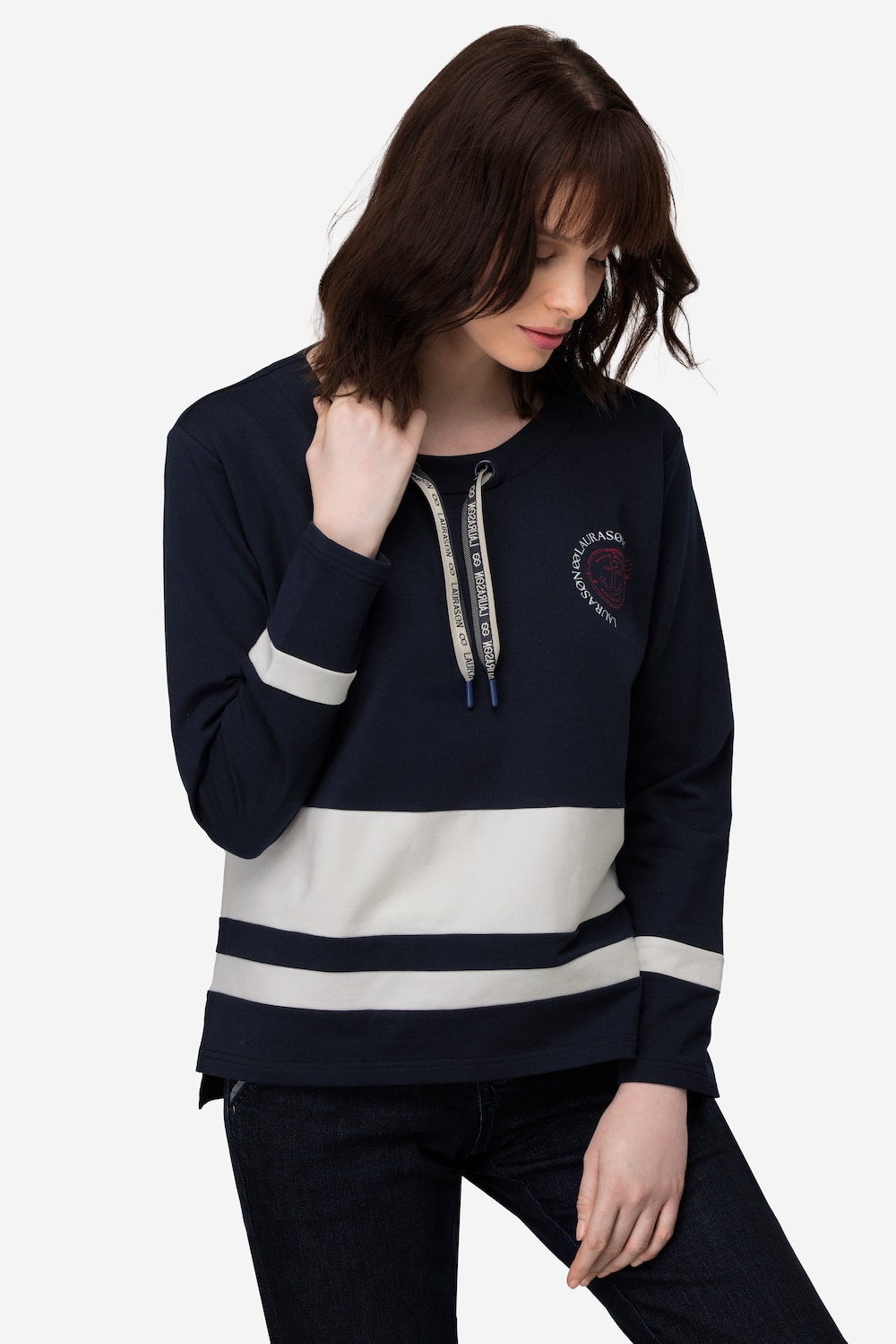 Große Größen Sweatshirt, Damen, blau, Größe: L, Baumwolle, LAURASON