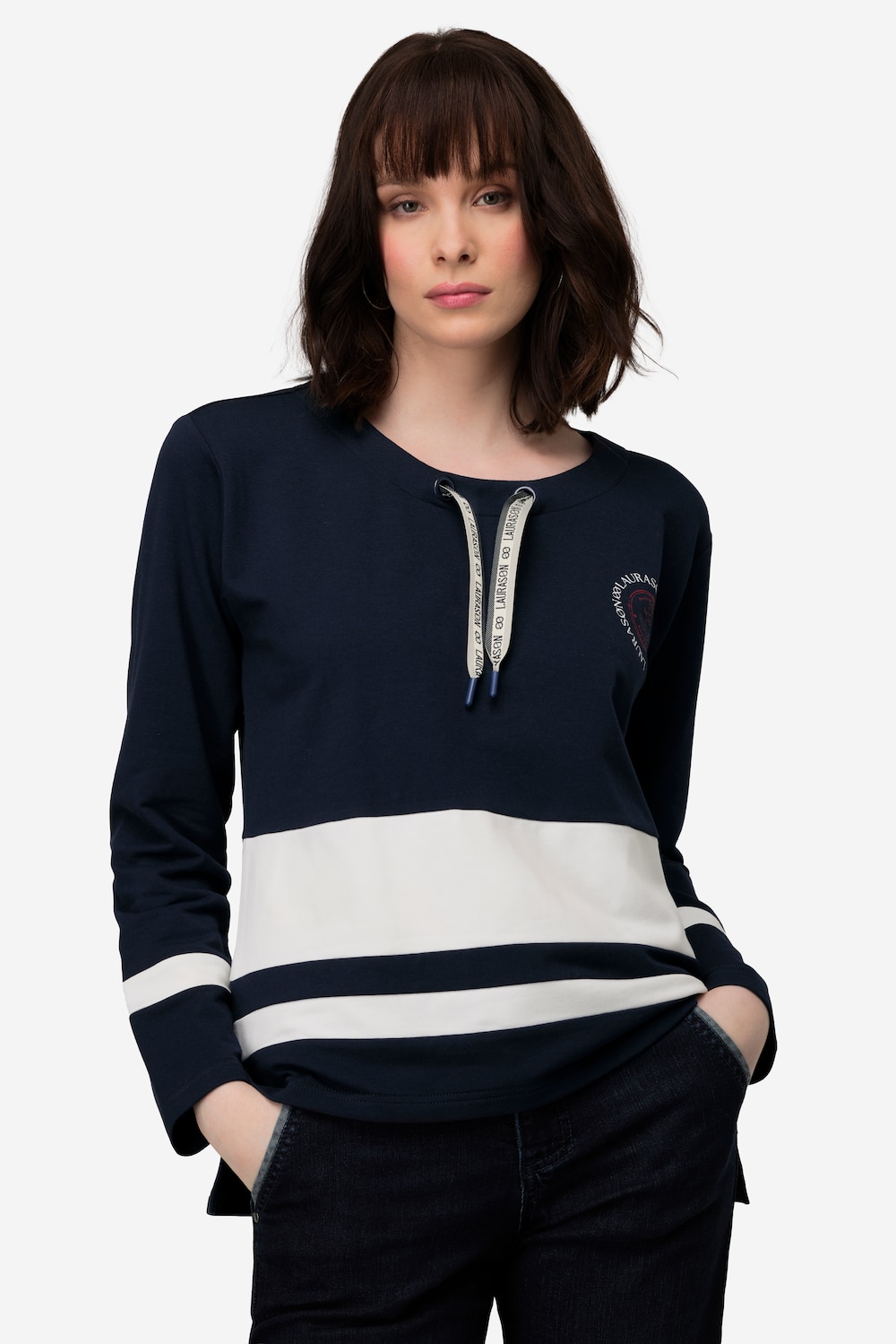 Große Größen Sweatshirt, Damen, blau, Größe: XL, Baumwolle, LAURASON