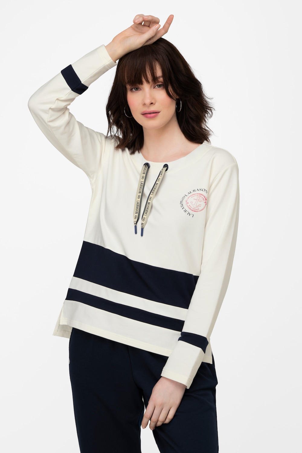 Große Größen Sweatshirt, Damen, beige, Größe: L, Baumwolle, LAURASON