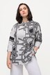 Geometric Letter Print 3/4 Sleeve Button Down