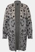 Strickjacke, Jacquard-Leomuster, V-Ausschnitt, offene Form