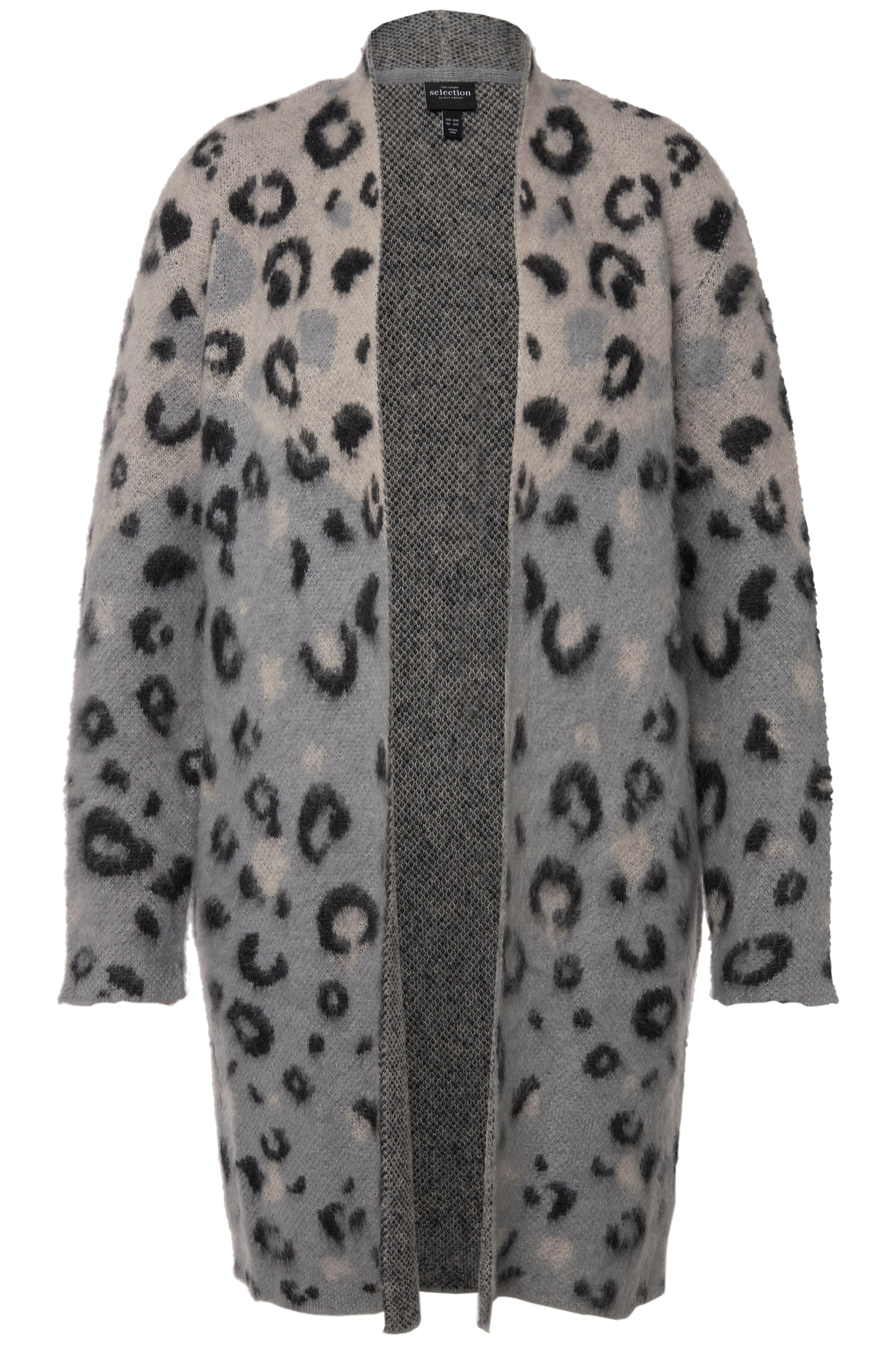 Ulla Popken Damen große Größen Strickjacke Jacquard Leomuster V Ausschnitt