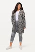 Strickjacke, Jacquard-Leomuster, V-Ausschnitt, offene Form