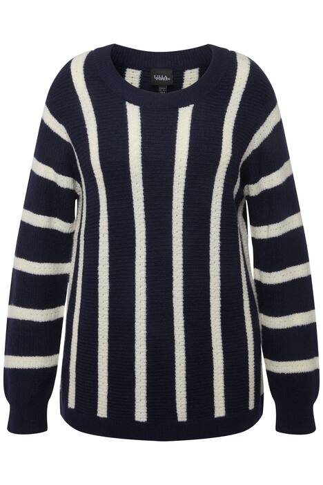Svetr, široké pruhy, kulatý výstřih, dlouhé rukávy
