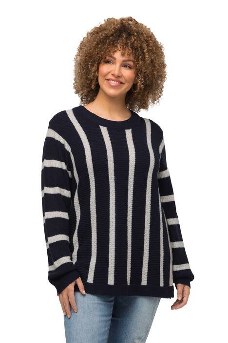 Svetr, široké pruhy, kulatý výstřih, dlouhé rukávy