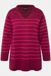 Pullover, Ringel, Troyerkragen, V-Ausschnitt, Langarm