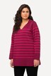Pullover, Ringel, Troyerkragen, V-Ausschnitt, Langarm