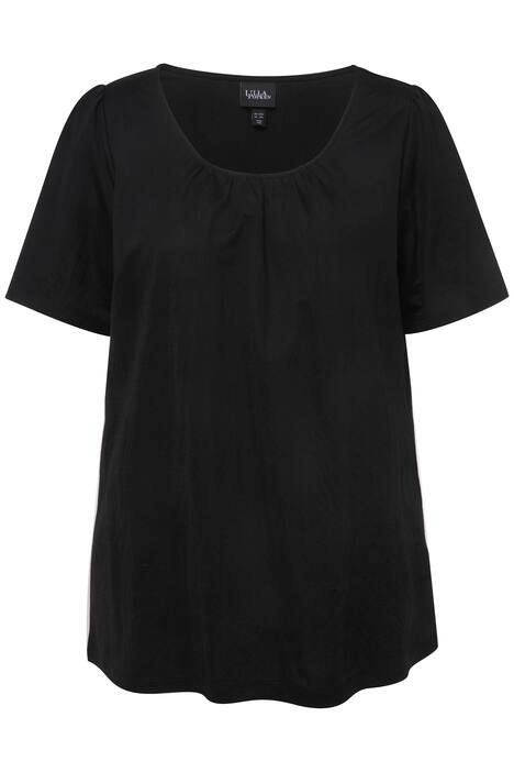 Halenka, ozdobné sklady, kulatý výstřih, nařasené krátké rukávy