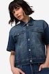 Oversized jean jacket with loose-fitting half-sleeves