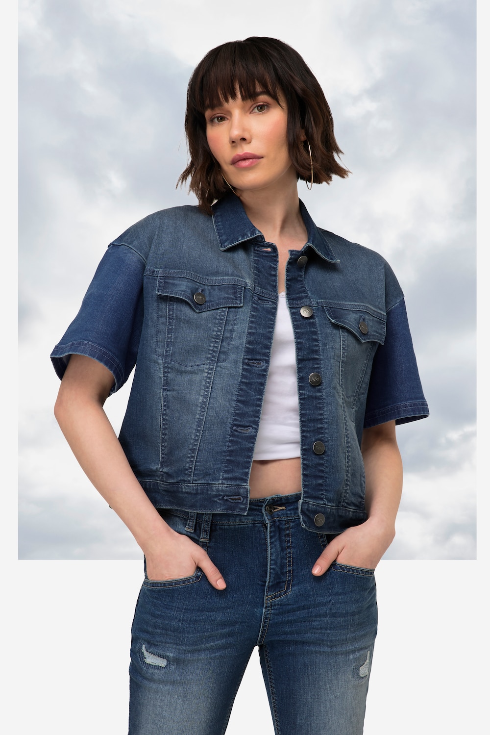 Große Größen Jeansjacke, Damen, blau, Größe: L, Baumwolle, LAURASON