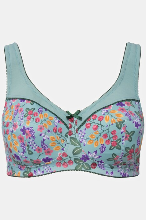 Ulla Popken Reggiseno Senza Ferri Kelly – Morbido, Fiori, Coppa C – Comodità Extralarge