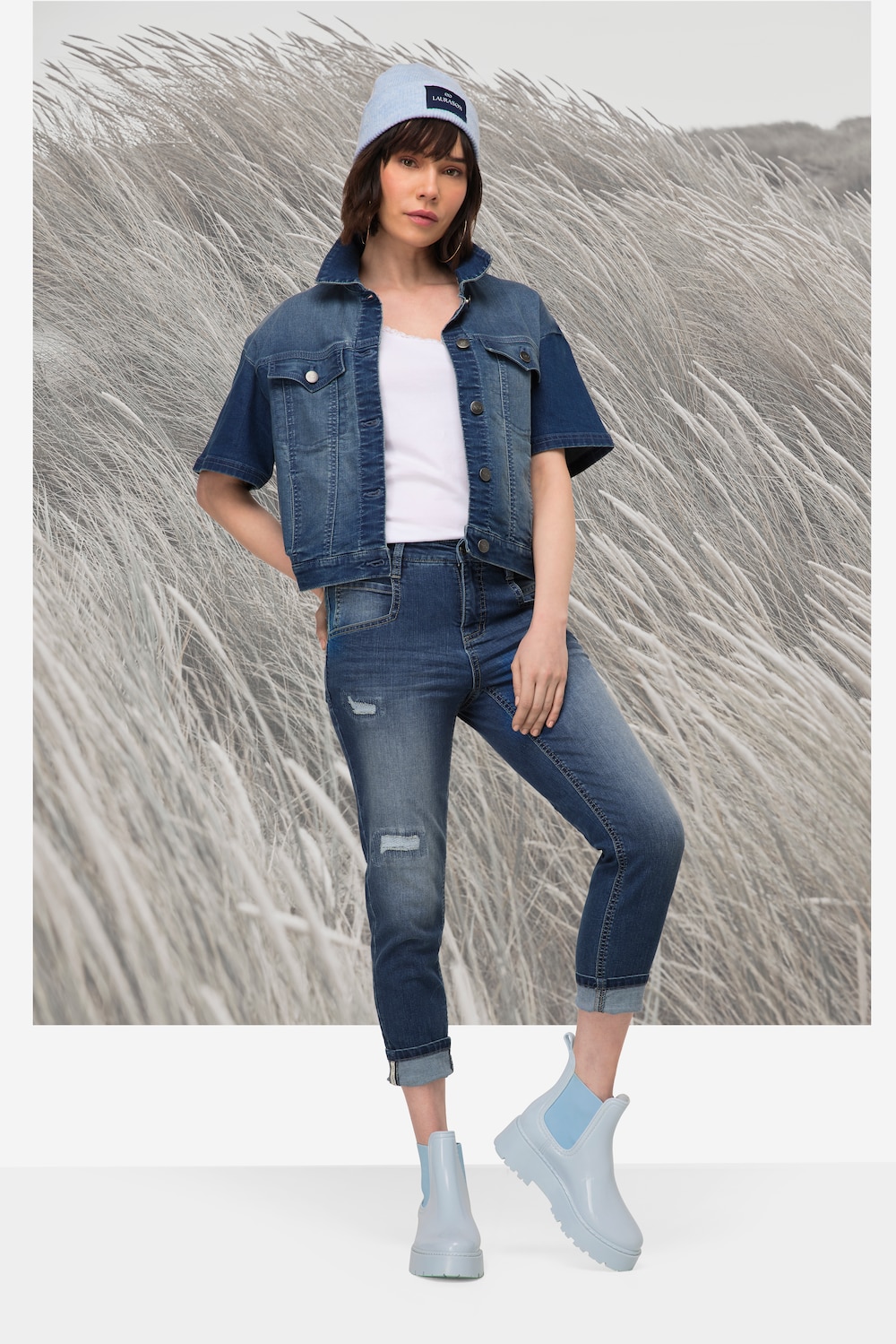 Große Größen 7/8-Jeans, Damen, blau, Größe: 40, Baumwolle, LAURASON