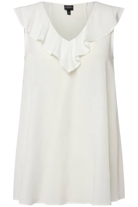 Halenkový top, lyocellová směs, volán, výstřih do V, bez rukávů