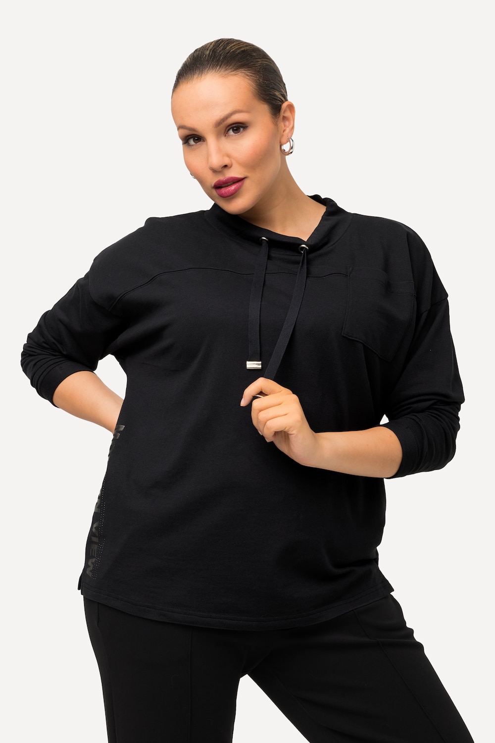 Große Größen Sweatshirt, Damen, schwarz, Größe: 58/60, Baumwolle/Polyester, Ulla Popken