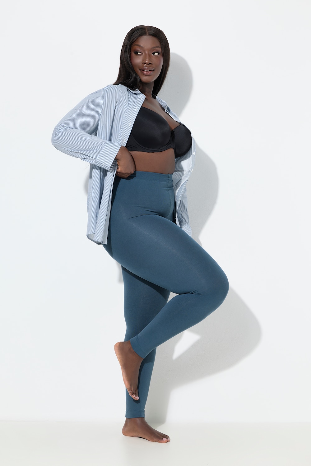 Große Größen Thermo-Strumpfleggings, Damen, türkis, Größe: 58/60, Polyester, Ulla Popken