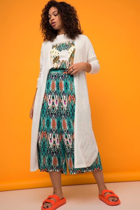 Strickjacke, offene Longform, Leichtstrick, V-Ausschnitt, Langarm