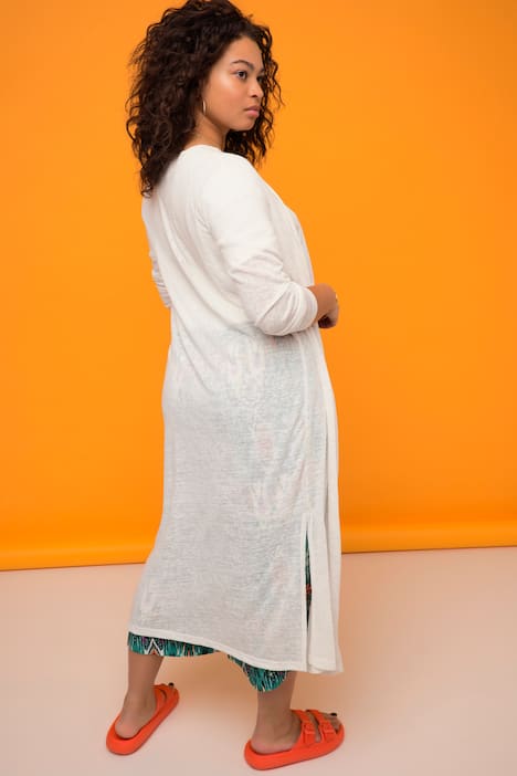 Strickjacke, offene Longform, Leichtstrick, V-Ausschnitt, Langarm