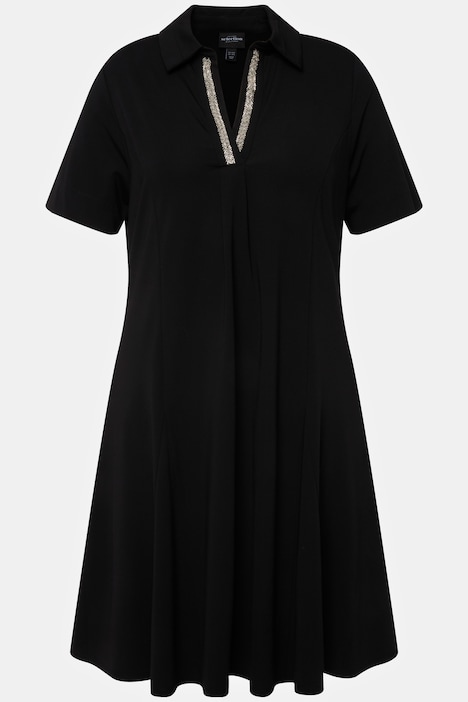 Short Sleeve Godet Pleated V-Neck Dress | More Dresses | Dresses