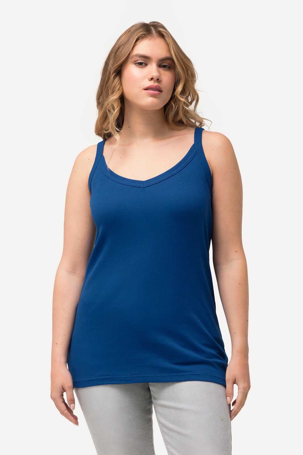 Große Größen Ripptop, Damen, blau, Größe: 50/52, Baumwolle, Ulla Popken