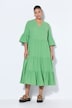 Maxikleid, A-Line, Musselin, Stehkragen, Volants, 3/4-Ärmel