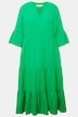 Maxikleid, A-Line, Musselin, Stehkragen, Volants, 3/4-Ärmel