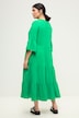 Maxikleid, A-Line, Musselin, Stehkragen, Volants, 3/4-Ärmel
