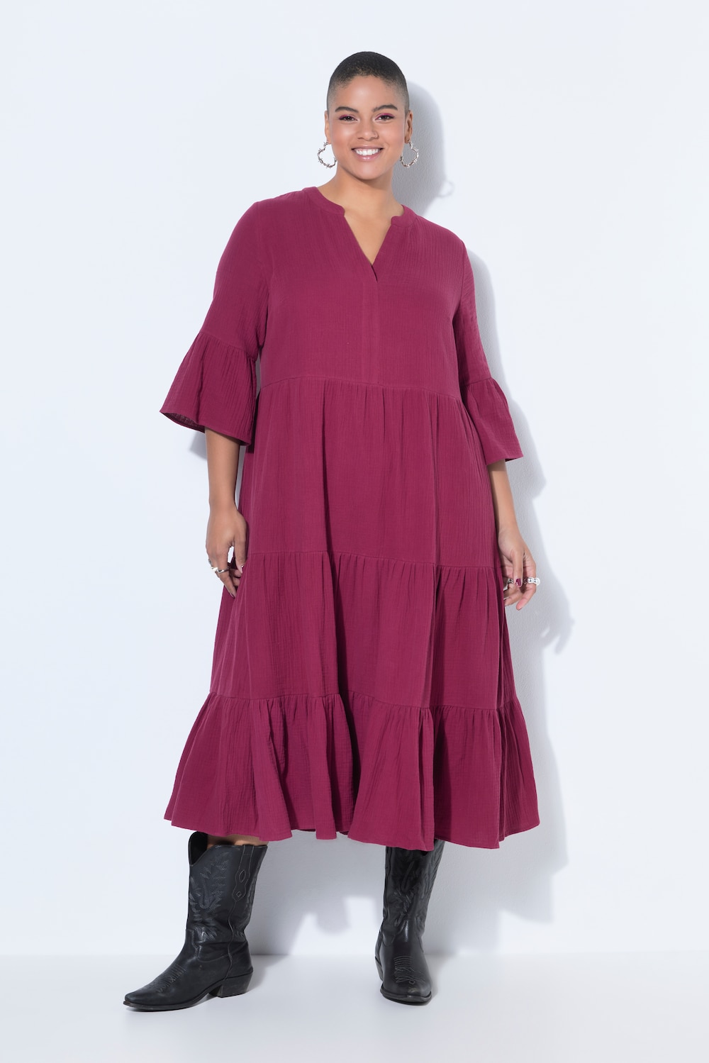 Große Größen Maxikleid, Damen, rot, Größe: 42/44, Baumwolle, Studio Untold