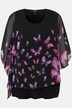 blouse, dubbellaags, vlinders, ronde hals, korte mouwen